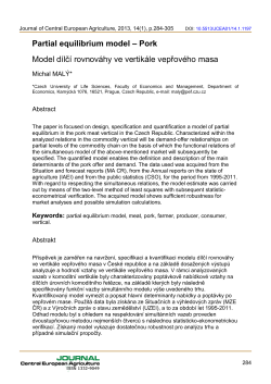 Partial equilibrium model - Journal of Central European Agriculture