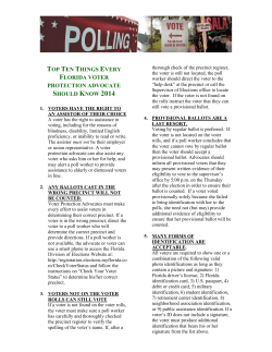 TOP TEN THINGS EVERY FLORIDA POLL WORKER SHOULD KNOW
