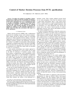 Control of Markov Decision Processes from PCTL specifications