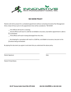 No Show Policy - Innovative Pain Management Clinic, Inc