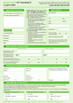 µ PET INSURANCE CLAIM FORM