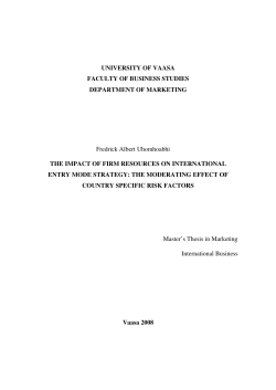 UNIVERSITY OF VAASA FACULTY OF BUSINESS