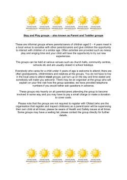 Stay and Play groups &ndash; also known as Parent and Toddler groups