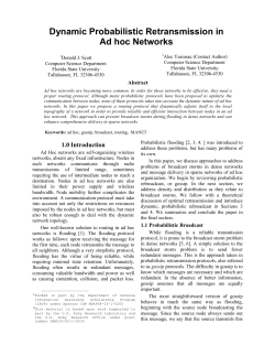 Dynamic Probabilistic Retransmission in Ad hoc Networks