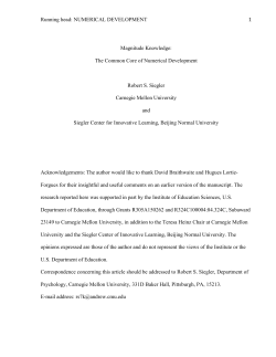 NUMERICAL DEVELOPMENT 1 Magnitude Knowledge