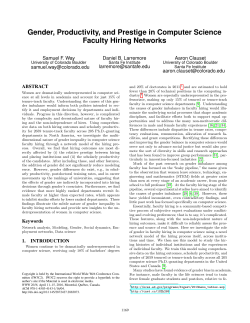 Gender, Productivity, and Prestige in Computer Science Faculty