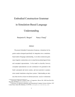 Embodied Construction Grammar in Simulation