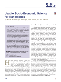 Usable Socio-Economic Science for Rangelands