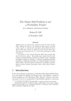The Monty Hall Problem is not a Probability Puzzle
