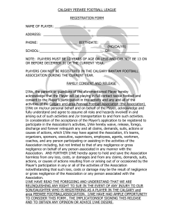 CALGARY and area PEEWEE FOOTBALL LEAGUE