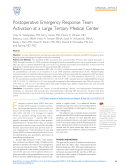 Postoperative Emergency Response Team Activation at a Large