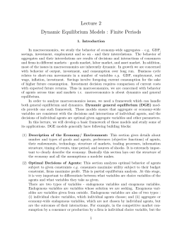 Lecture 2 Dynamic Equilibrium Models : Finite Periods