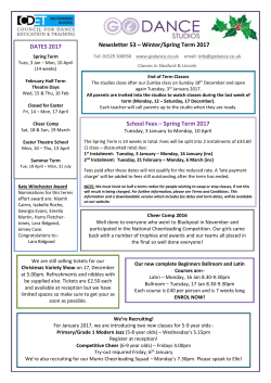 Newsletter 53 &ndash; Winter/Spring Term 2017