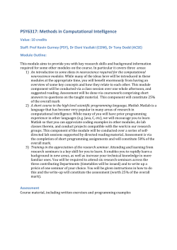 PSY6317: Methods in Computational Intelligence