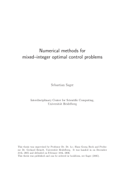 Numerical methods for mixed&ndash;integer optimal control problems