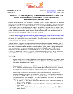 Nearly 1 in 10 Community College Students Can`t Get a Federal