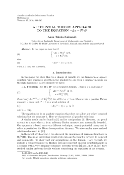 A POTENTIAL THEORY APPROACH TO THE EQUATION &minus;∆u = |&nabla;u|2