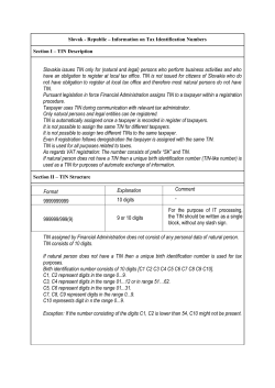 Slovakia issues TIN only for (natural and legal) persons