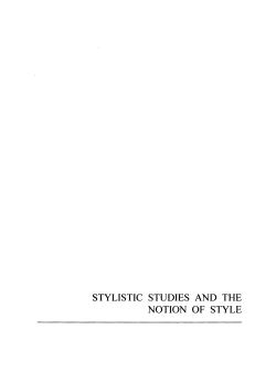 stylistic studies and the notion of style