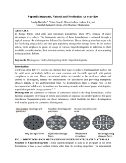 fig. 2: disintegration of tablets by swelling and wicking mechanism