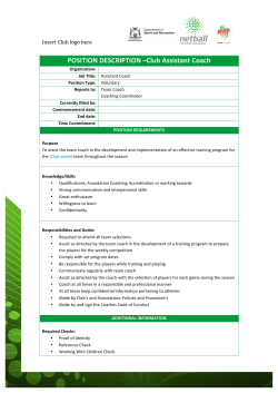 Club Assistant Coach