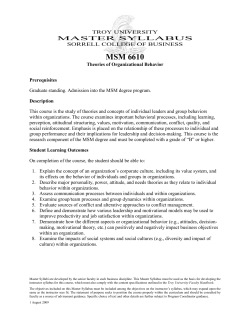MSM 6610 - Sorrell College of Business