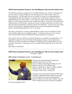 2010 International Society for Intelligence Research Conference