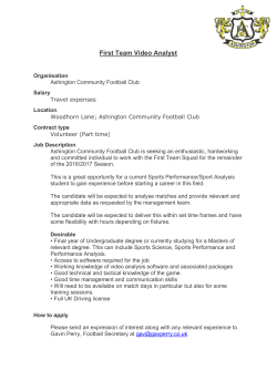 First Team Video Analyst - Ashington Football Club