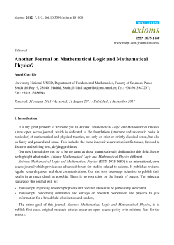 Another Journal on Mathematical Logic and Mathematical Physics?