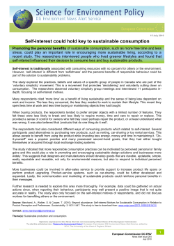 Self-interest could hold key to sustainable consumption