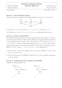 Advanced Automata Theory Exercise Sheet 10