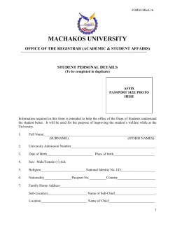 FORM MksU/6 MACHAKOS UNIVERSITY OFFICE OF THE