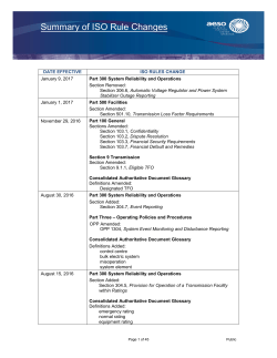 Summary of ISO Rule Changes - Alberta Electric System Operator