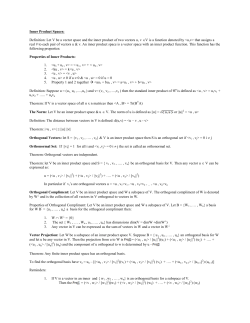 Inner Product Spaces: Definition: Let V be a vector space and the