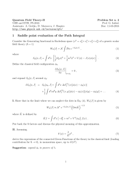 1 Saddle point evaluation of the Path Integral - UZH - Physik