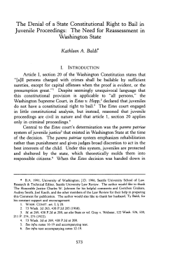 The Denial of a State Constitutional Right to Bail in Juvenile