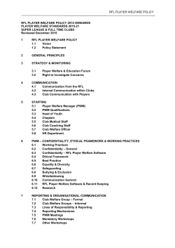 rfl player welfare policy rfl player welfare policy 2015 onwards player