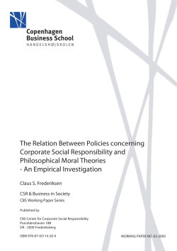The Link Between CSR-Policies and Philosophical Moral Theories