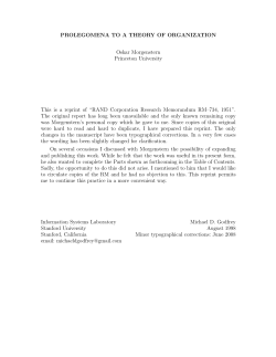 PROLEGOMENA TO A THEORY OF ORGANIZATION