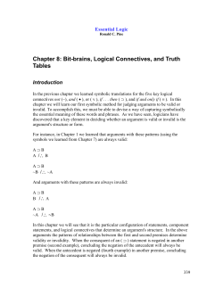Chapter 8: Bit-brains, Logical Connectives, and Truth Tables