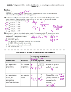 7-3 Sampling Distributions Means/Proportions