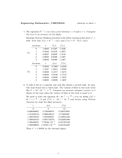 Engineering Mathematics | CHEN30101 solutions to sheet 1 1. The