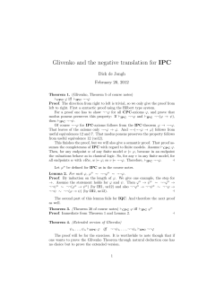 Glivenko`s theorem - Homepages of UvA/FNWI staff