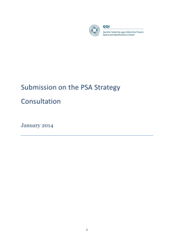 Submission on the PSA Strategy Consultation