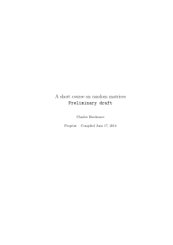 A short course on random matrices Preliminary draft