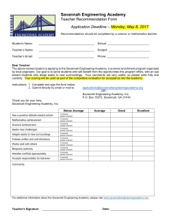 2017 Teacher Recommendation - Savannah Engineering Academy