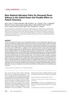 New National Allocation Policy for Deceased Donor Kidneys