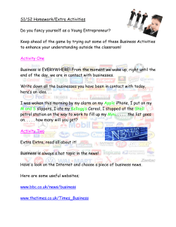 S1/S2 Homework/Extra Activities