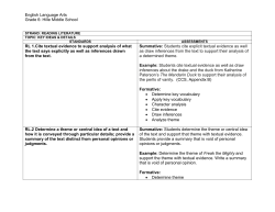 English Language Arts Grade 6: Hille Middle School STRAND