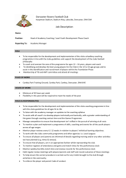Job Description Lead Youth Development Phase Coach